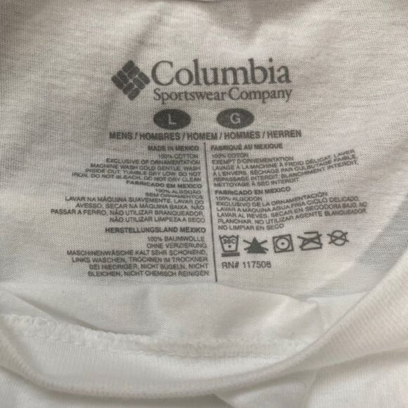 Columbia Mens White Outdoors For Everyone Graphic T-Shirt Large 100% Cotton - Picture 4 of 9